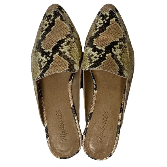 MADEWELL | The Frances Skimmer Mule in Snake Embossed Leather Slide Sandal Shoe - Picture 3 of 16